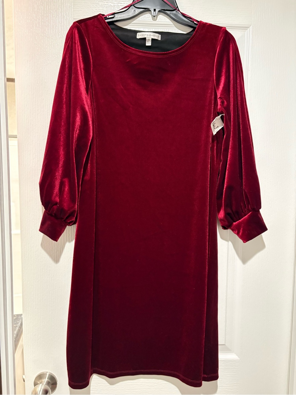 Sandra Darren Velvet Red Shift Dress Size M